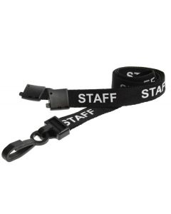 Black Staff Lanyards with Plastic J Clip (Pack of 10)