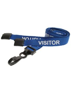 Blue Visitor Lanyards with Plastic J Clip (Pack of 10)