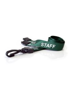 Green Staff Lanyards with Plastic J Clip (Pack of 10)