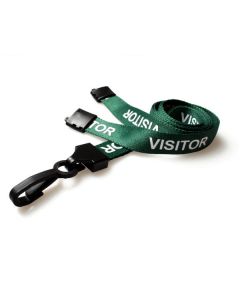 Green Visitor Lanyards with Plastic J Clip (Pack of 10)