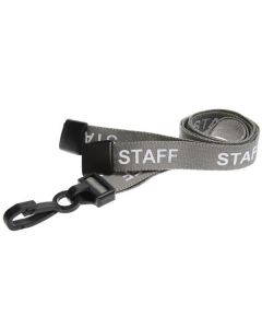 Grey Staff Lanyards with Plastic J Clip (Pack of 100)