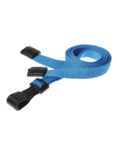 Plain Light Blue Lanyards with Plastic J Clip (Pack of 100)