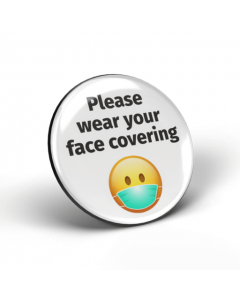 Please wear your face covering emoji badge - White/Black (Pack of 2)