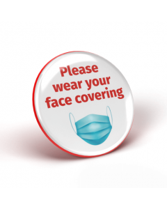 Please wear your face covering badge - White/Red (Pack of 2)