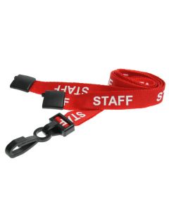 Red Staff Lanyards with Plastic J Clip (Pack of 10)