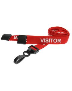 Red Visitor Lanyards with Plastic J Clip (Pack of 10)