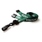 Green Visitor Lanyards with Plastic J Clip (Pack of 100)
