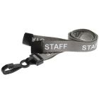 Grey Staff Lanyards with Plastic J Clip (Pack of 10)
