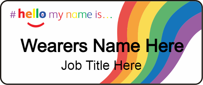 Hello my name is Rainbow name badge - Medium - White