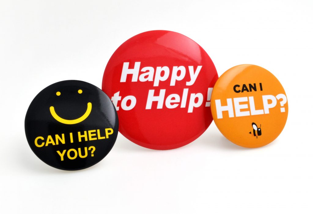 All you need to know about “Happy To Help” badges | Badgemaster ...